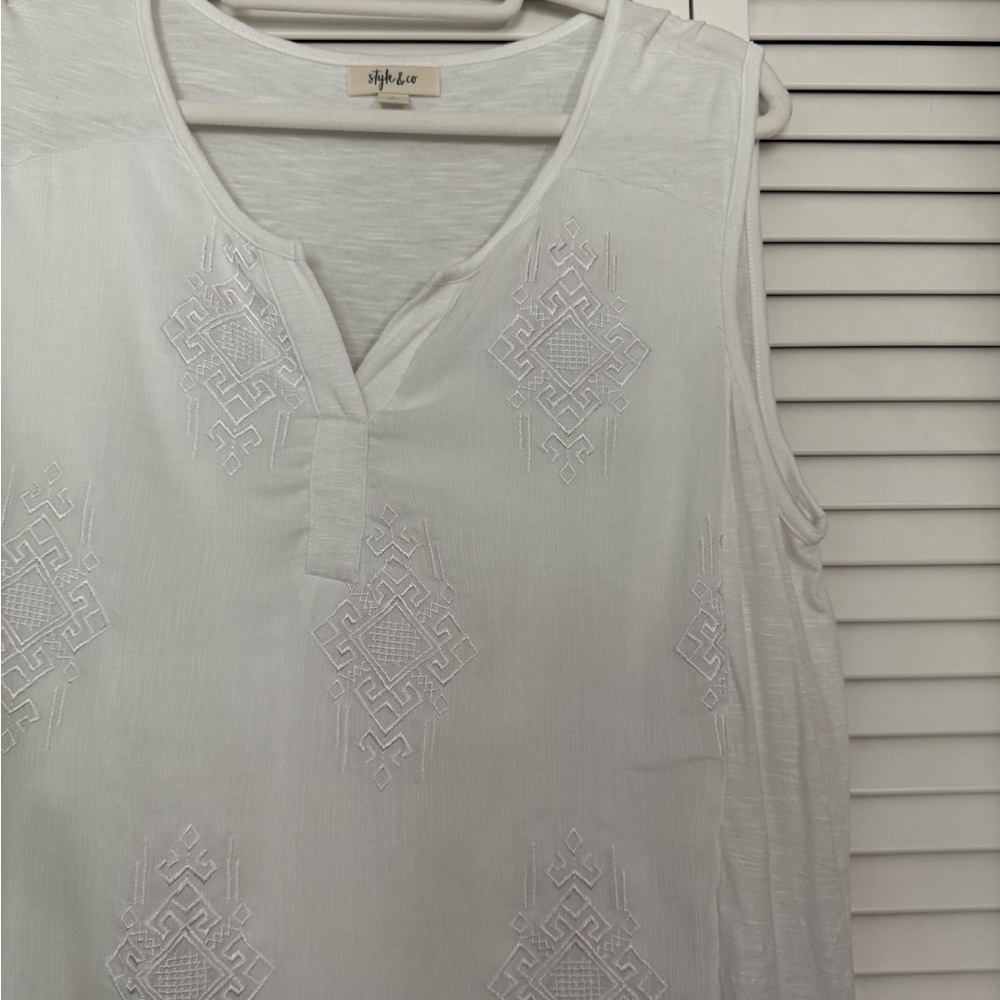 Style & Co. Bundle Black and White Sleeveless Tops Boho Chic Bohemian Style Sz L - Picture 4 of 6